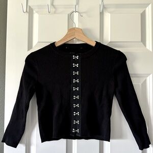 Zara Ribbed Cardigan with Silver Accents